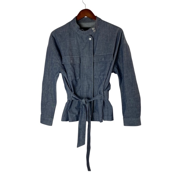 BANANA REPUBLIC - Chambray Jacket Unlined Standing Collar Size S - Picture 2 of 10